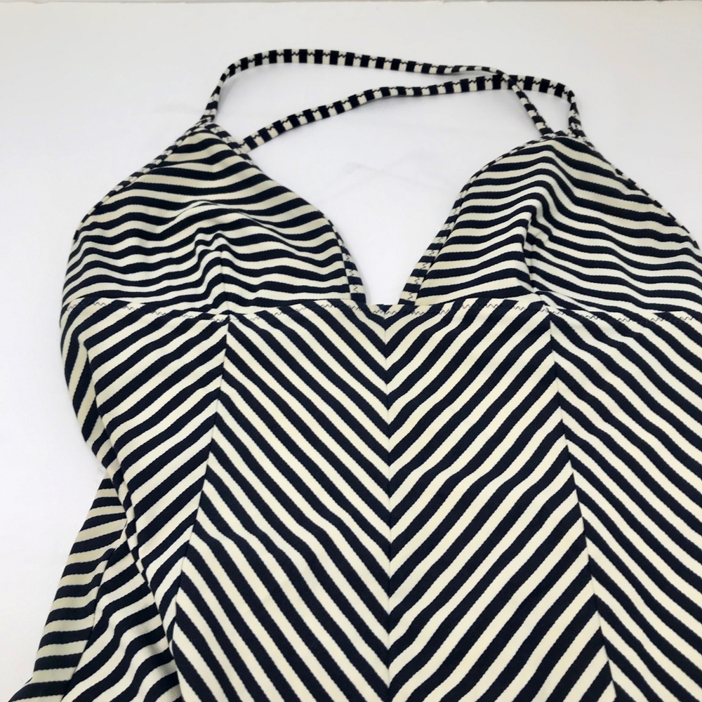Tory Burch One Piece Swimsuit Black White Stripe - Picture 7 of 8
